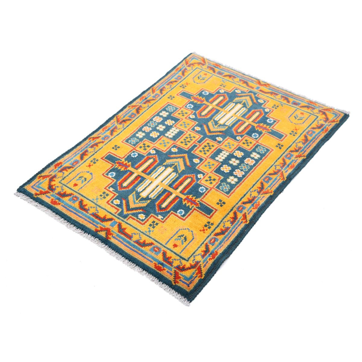 Revival 3x4 Handmade Double Knotted Washable Wool Rug - Colorful