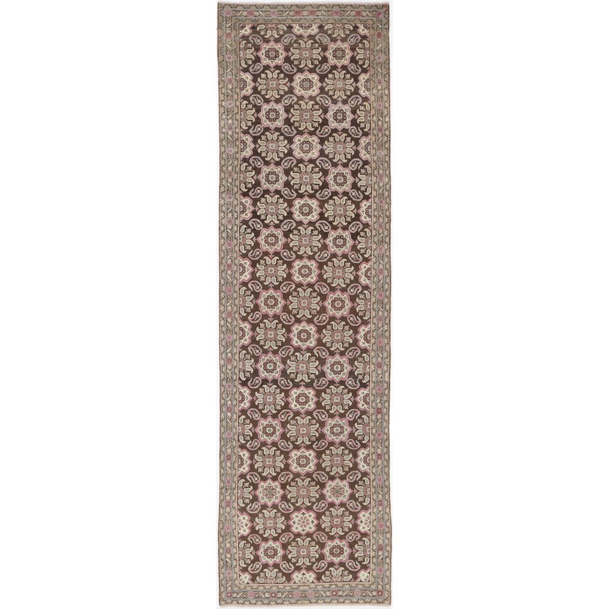 Vintage 4x13 Handmade Double Knotted Washable Wool Runner - Soft Hues
