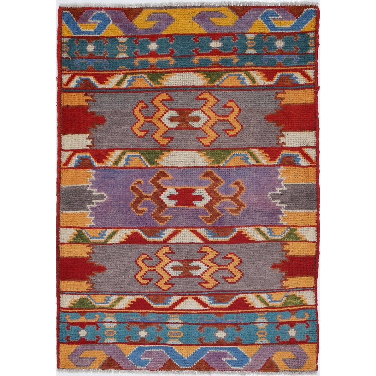 Revival 3x4 Handmade Double Knotted Washable Wool Rug - Colorful