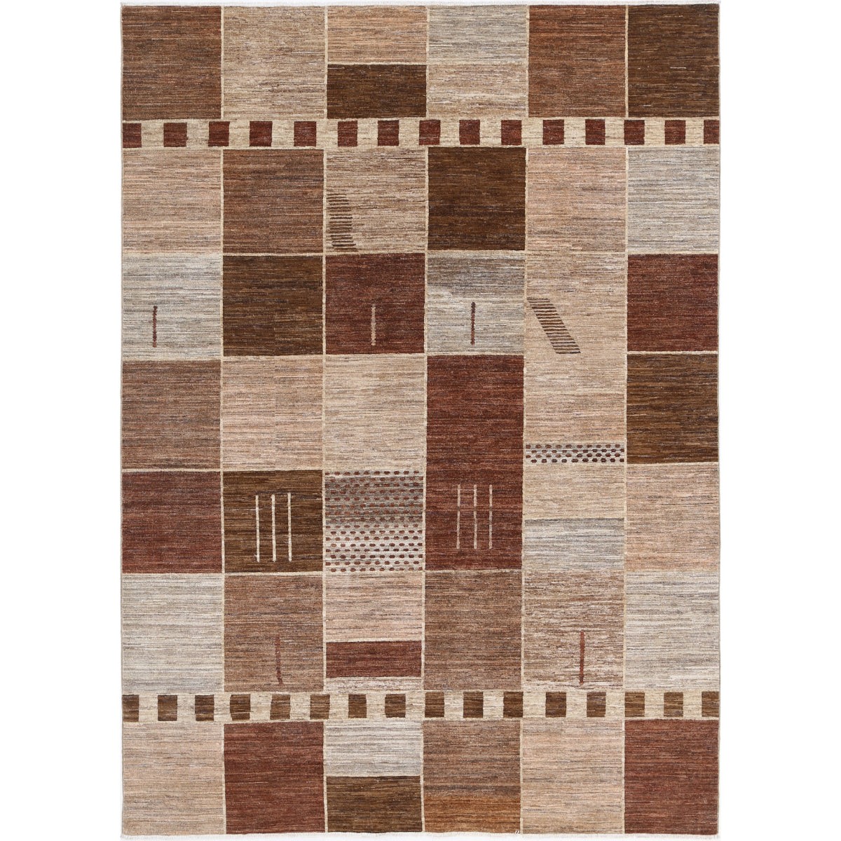 Modcar 7x10 Handmade Double Knotted Washable Wool Rug - Colorful