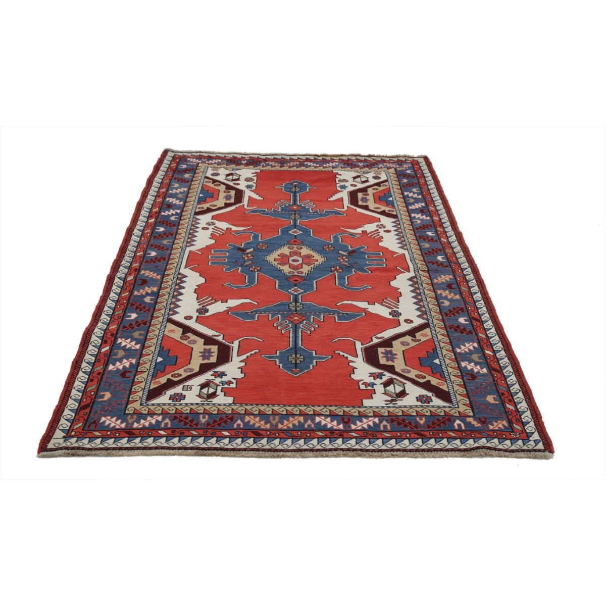 Sumak 4x7 Hand Woven Washable Wool Rug - Colorful