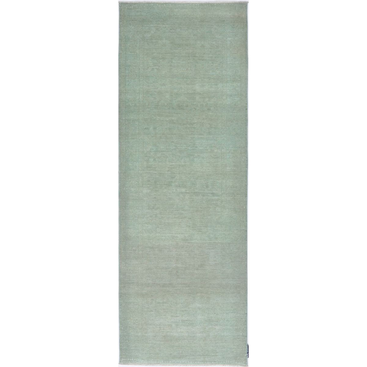 Fine 3x10 Handmade Double Knotted Washable Wool Runner - Monochormatic