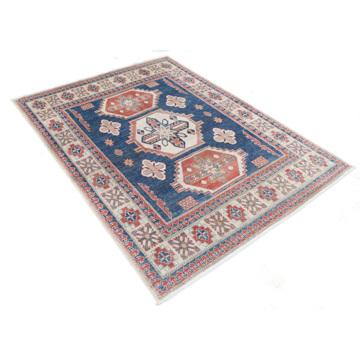 Kazak 5x7 Handmade Double Knotted Washable Wool Rug - Colorful