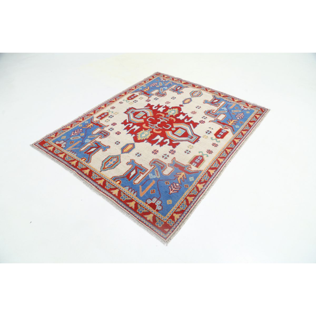 Revival 5x6 Handmade Double Knotted Washable Wool Rug - Colorful