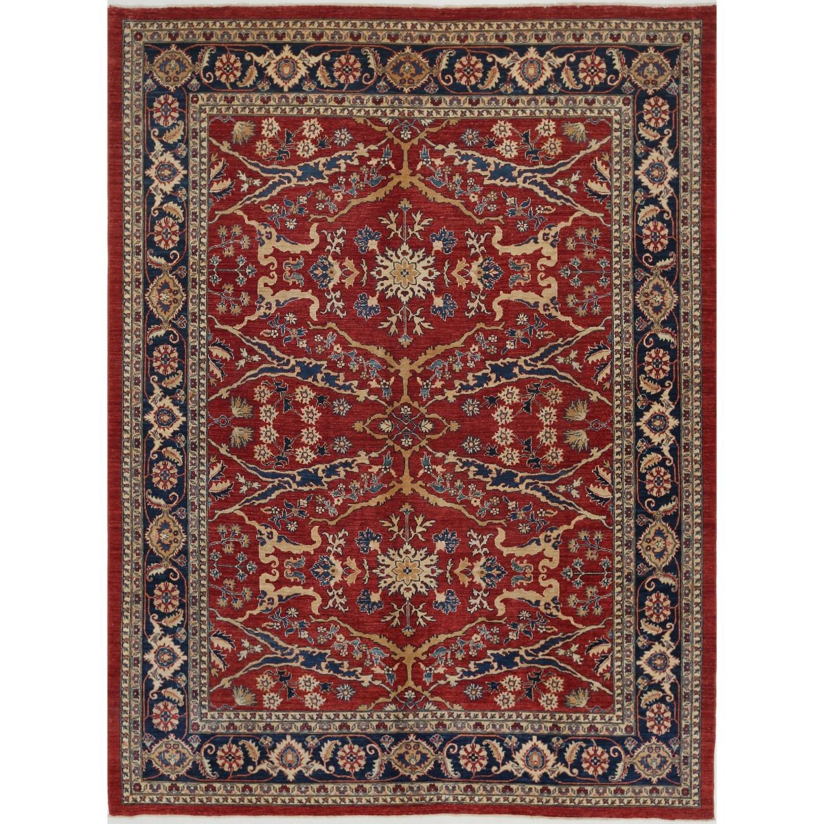 Heriz 9x12 Handmade Double Knotted Washable Wool Rug - Colorful