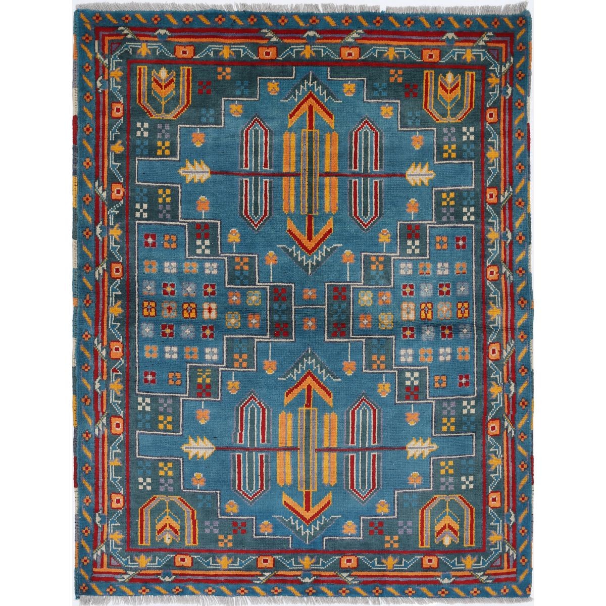 Revival 5x6 Handmade Double Knotted Washable Wool Rug - Colorful