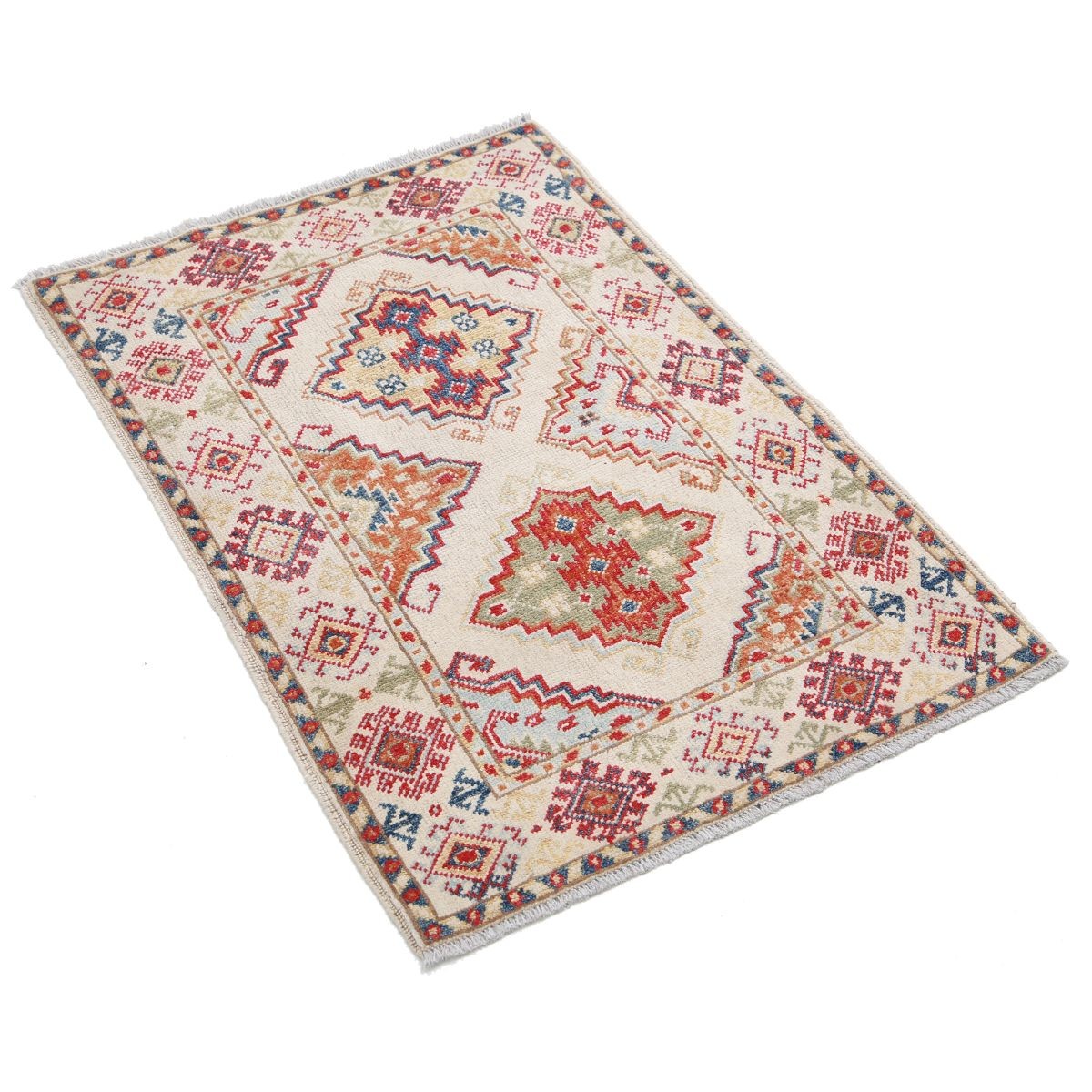 Revival 2x3 Handmade Double Knotted Washable Wool Rug - Colorful