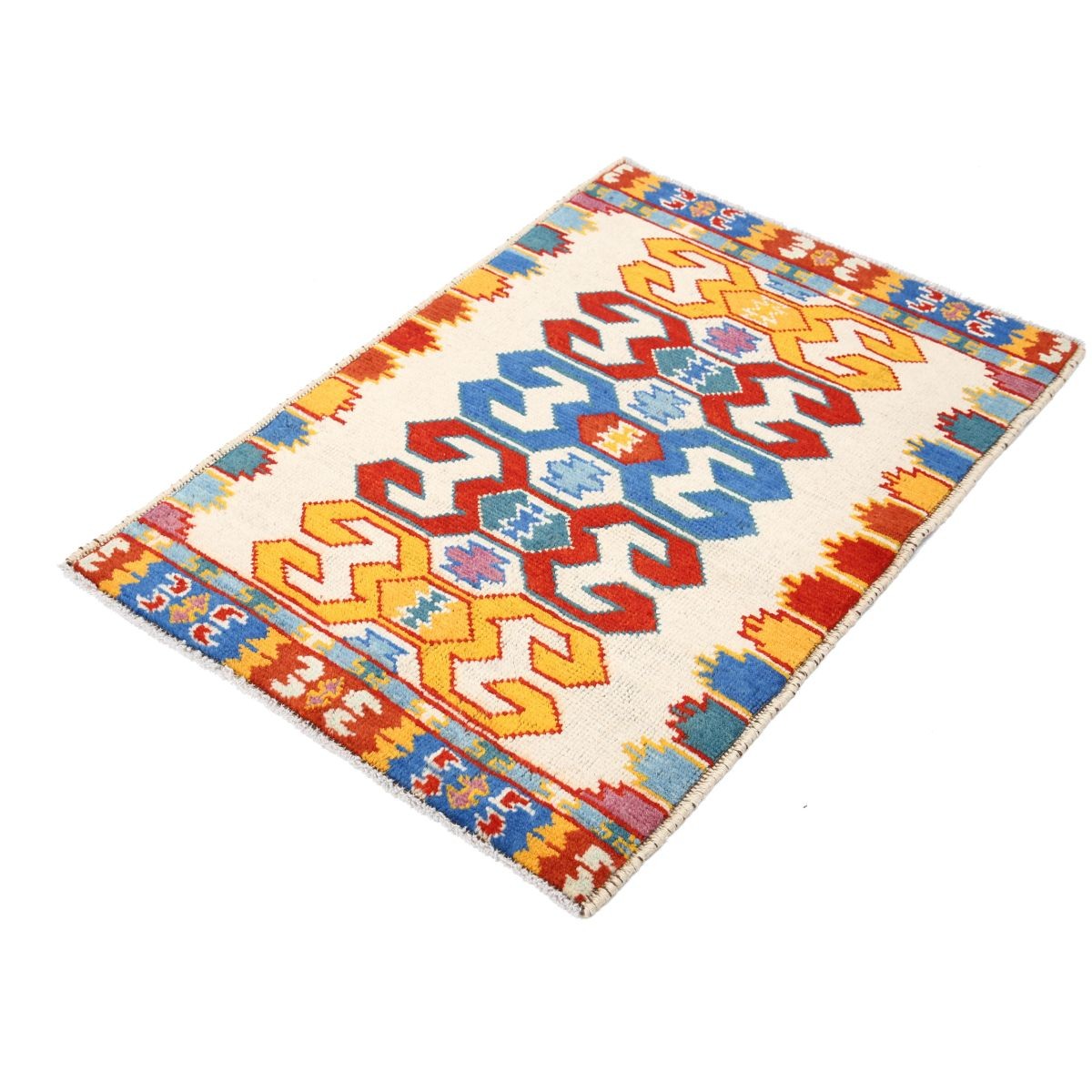 Revival 3x4 Handmade Double Knotted Washable Wool Rug - Colorful