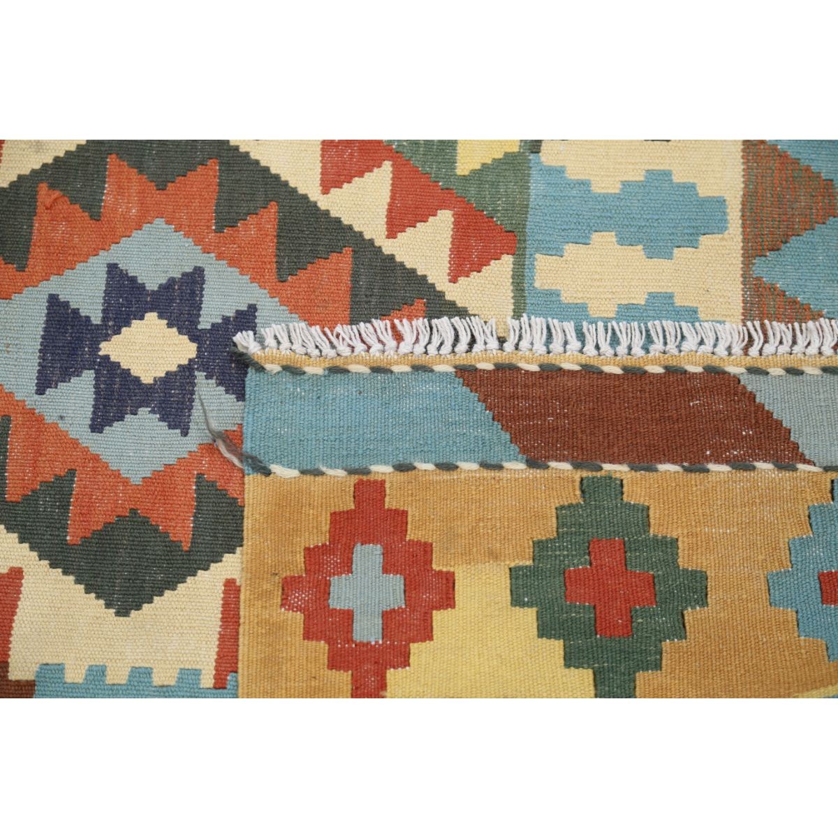 Kafkaas 6x8 Hand Woven Washable Wool Rug - Colorful