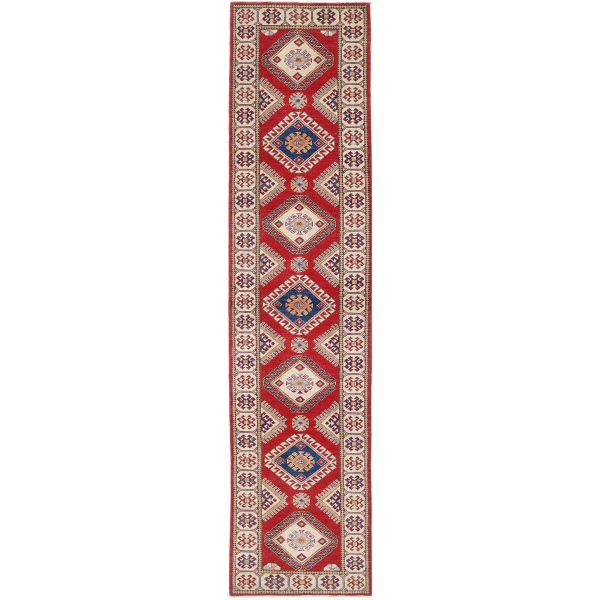 Kazak 3x13 Handmade Double Knotted Washable Wool Runner - Colorful