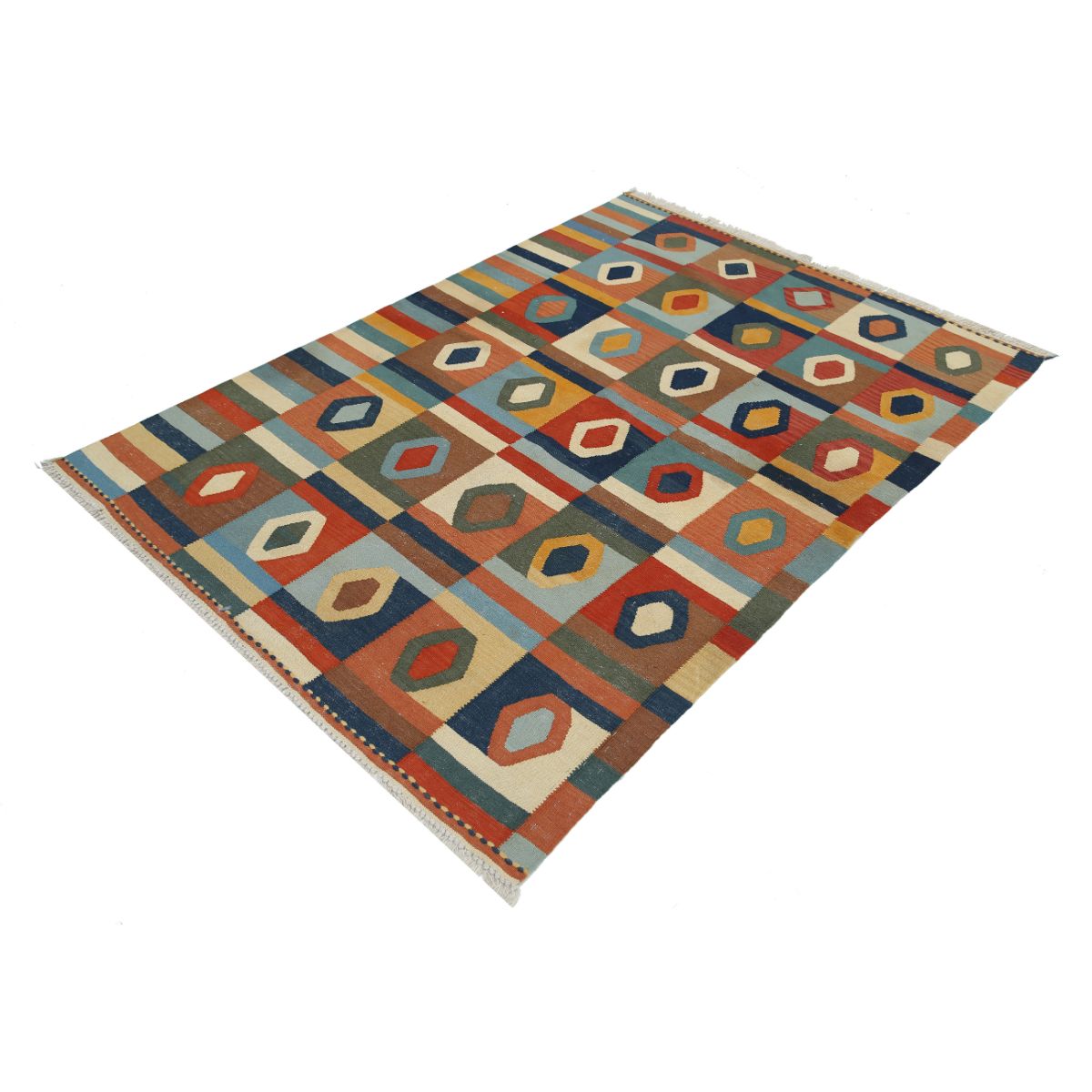 Kafkaas 5x7 Hand Woven Washable Wool Rug - Colorful