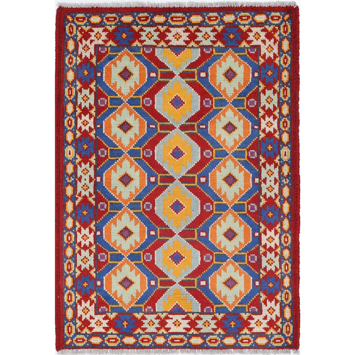 Revival 3x4 Handmade Double Knotted Washable Wool Rug - Colorful