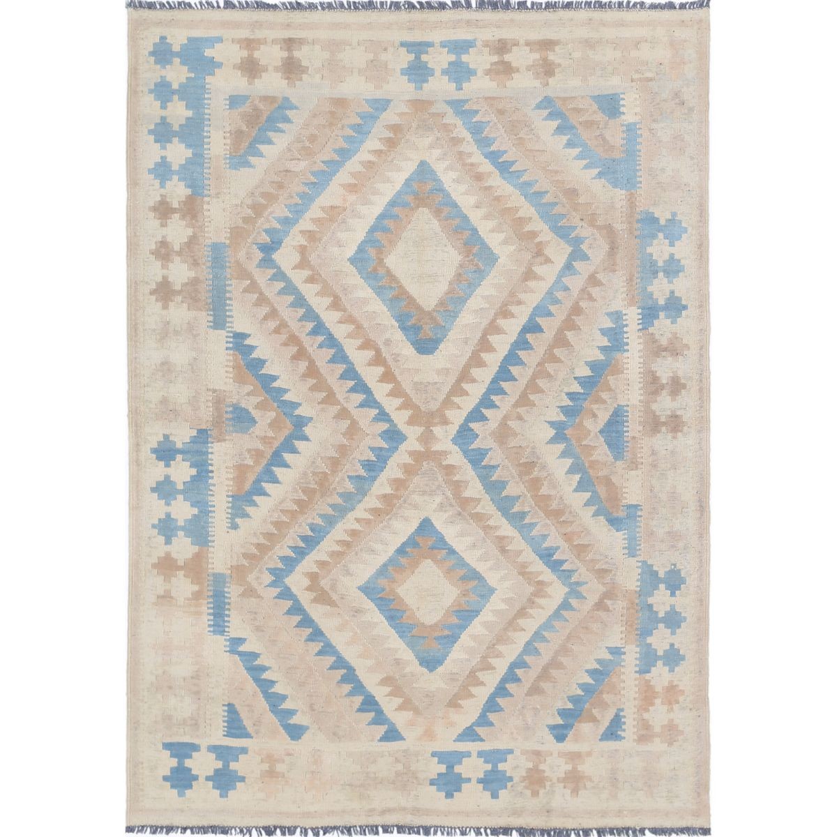 Kafkaas 5x6 Hand Woven Washable Wool Rug - Soft Hues
