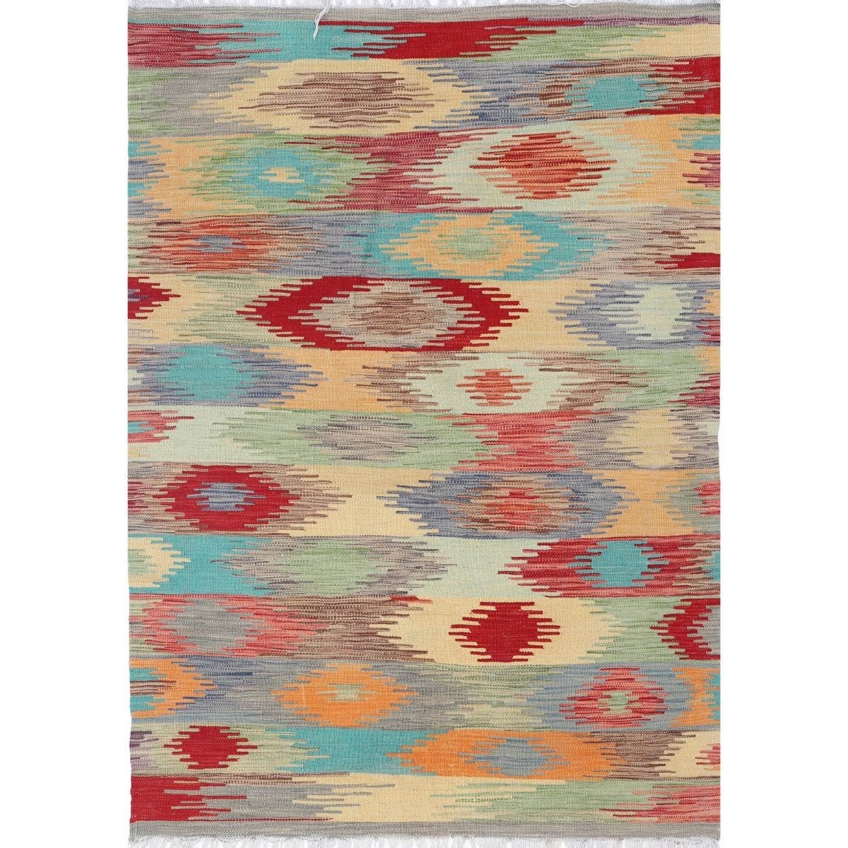 Maimana 4x6 Hand Woven Washable Wool Rug - Colorful