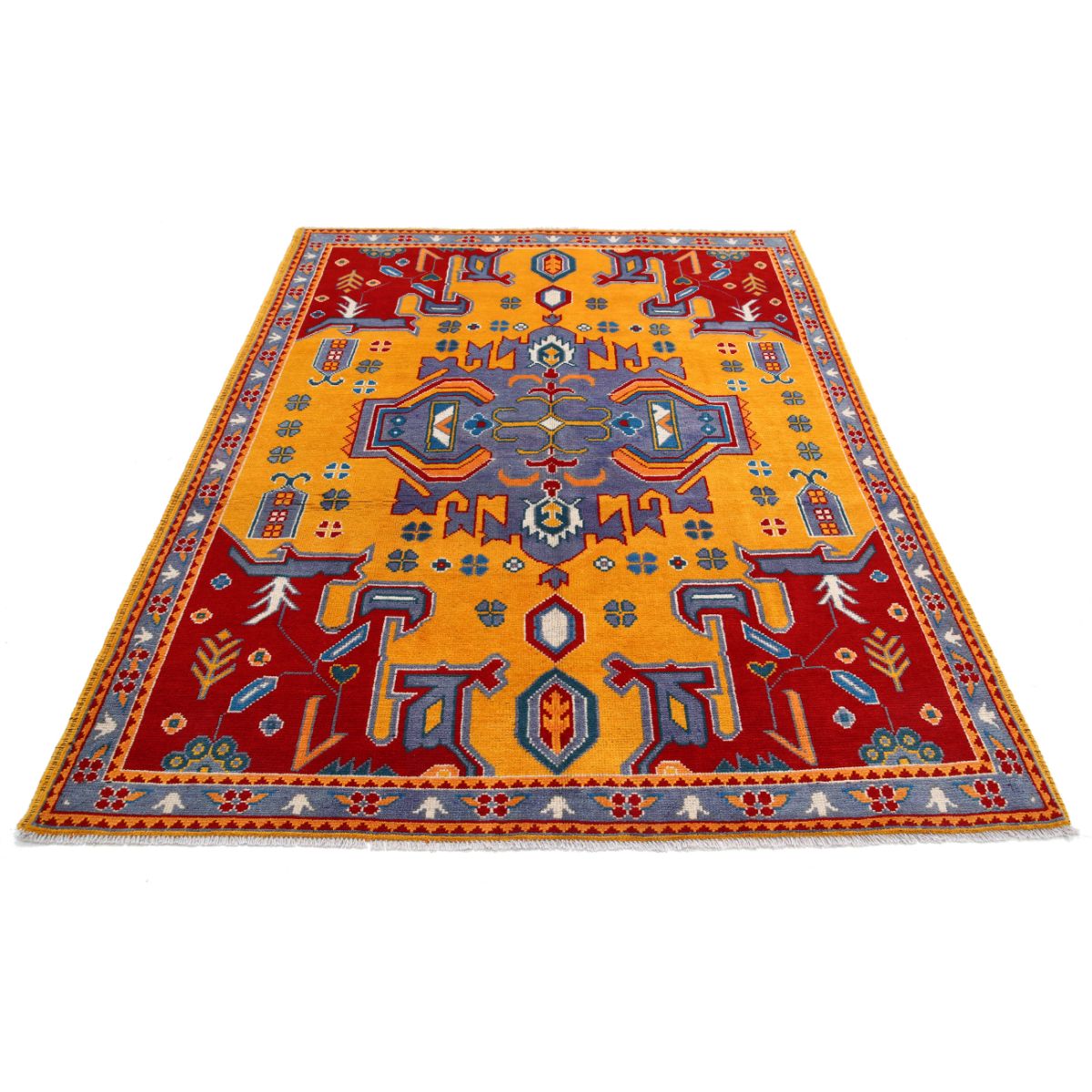 Revival 6x8 Handmade Double Knotted Washable Wool Rug - Colorful
