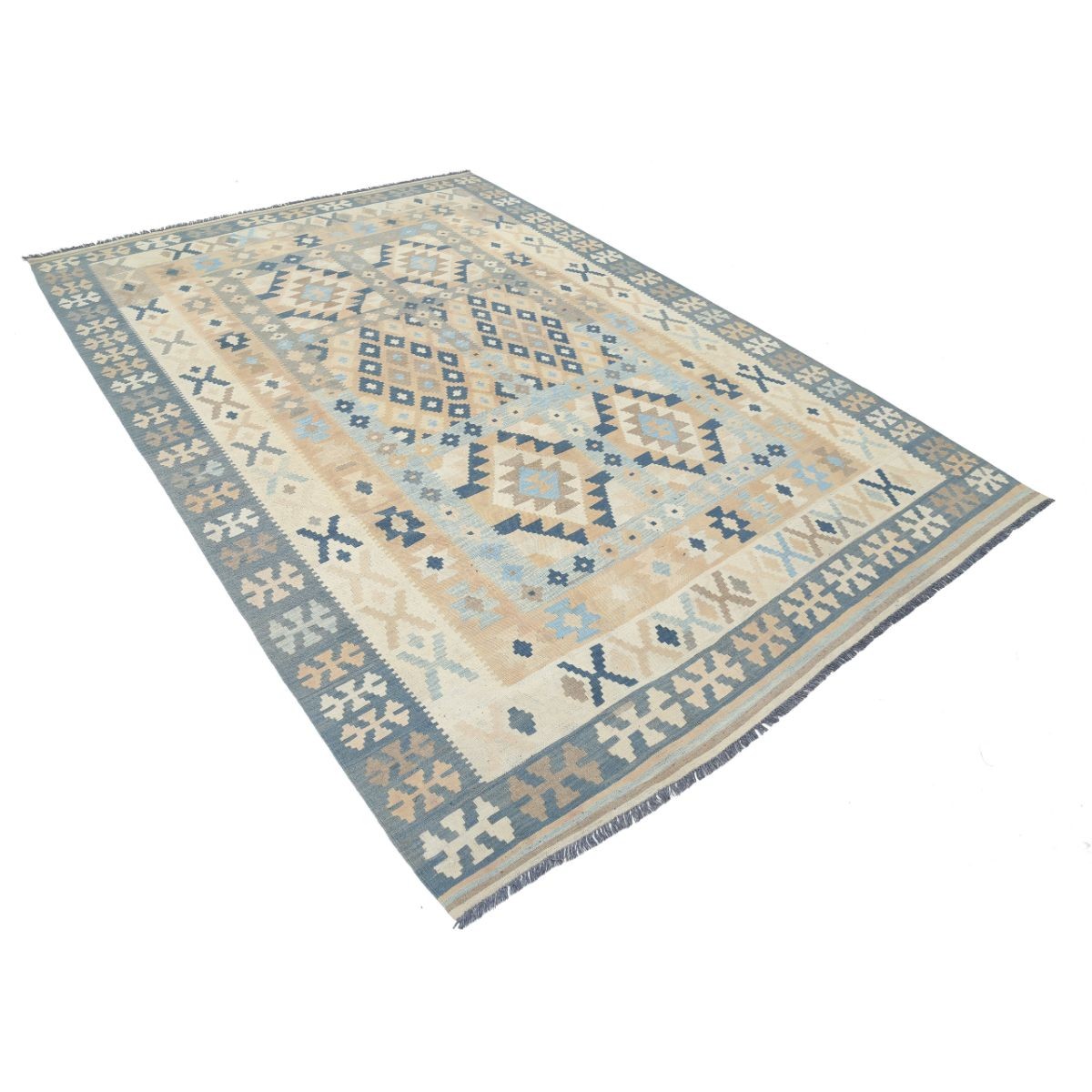Kafkaas 7x10 Hand Woven Washable Wool Rug - Soft Hues