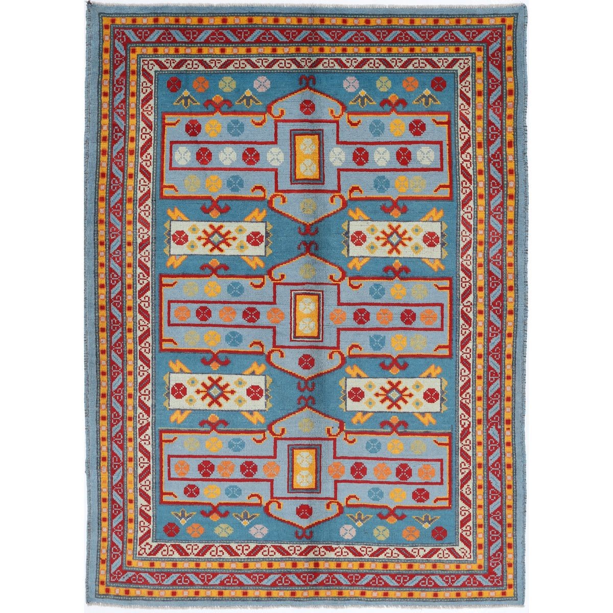 Revival 6x8 Handmade Double Knotted Washable Wool Rug - Colorful