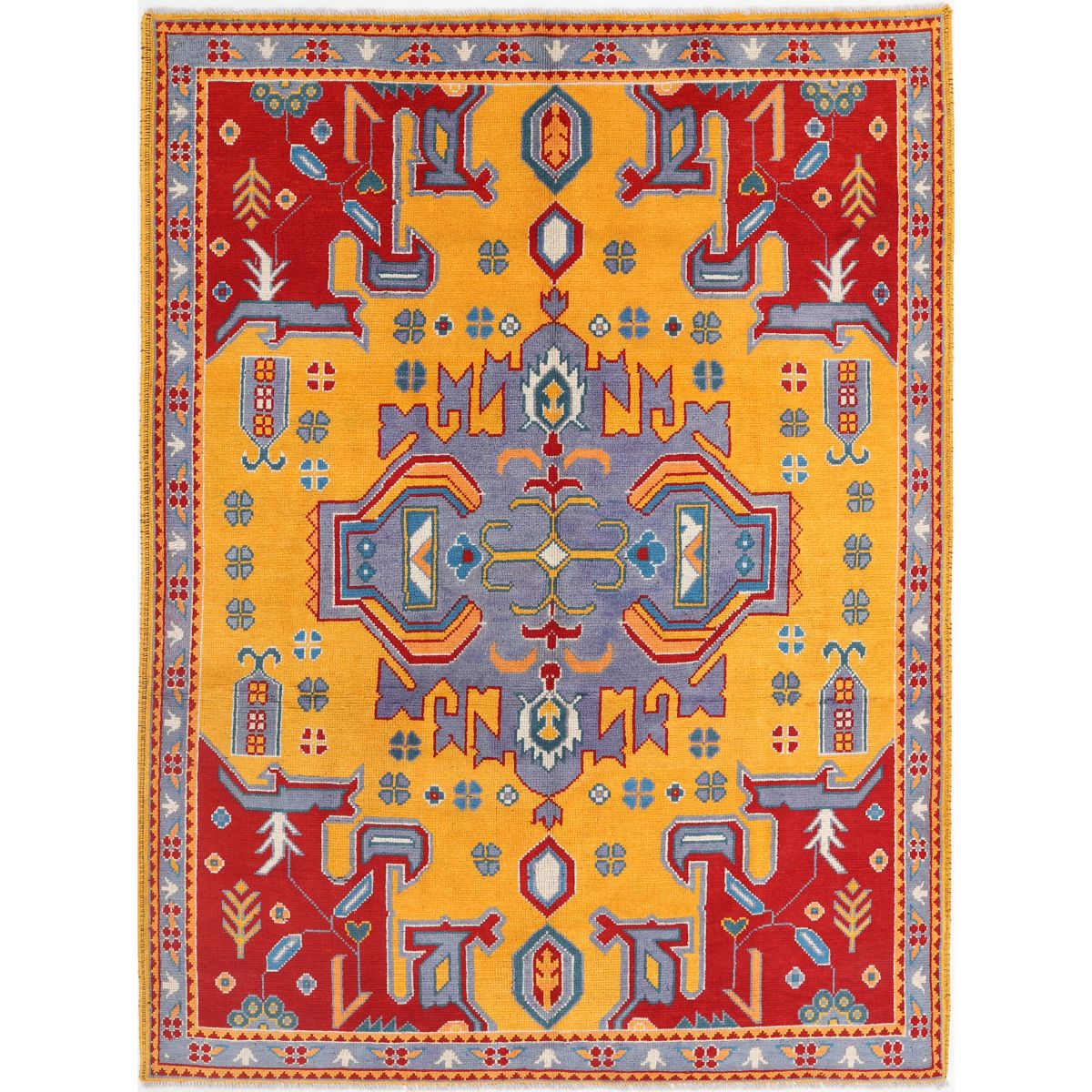 Revival 6x8 Handmade Double Knotted Washable Wool Rug - Colorful