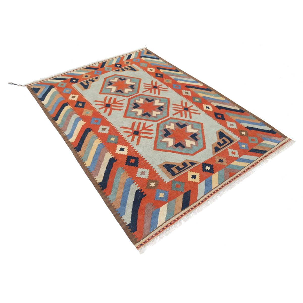 Kafkaas 5x7 Hand Woven Washable Wool Rug - Colorful