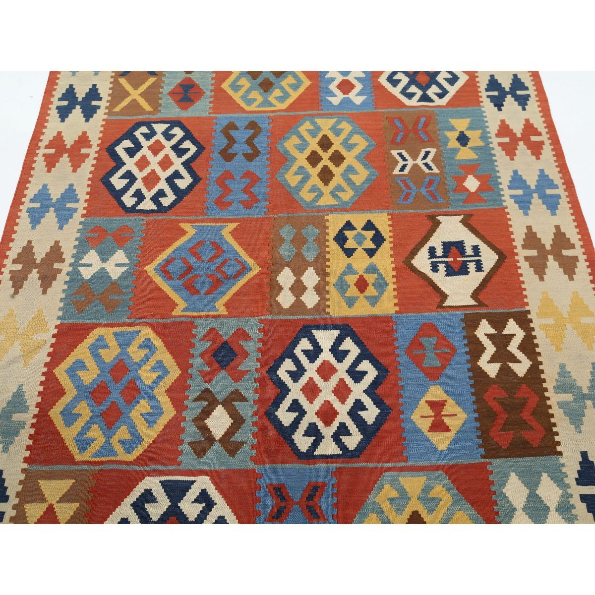 Kafkaas 5x7 Hand Woven Washable Wool Rug - Colorful