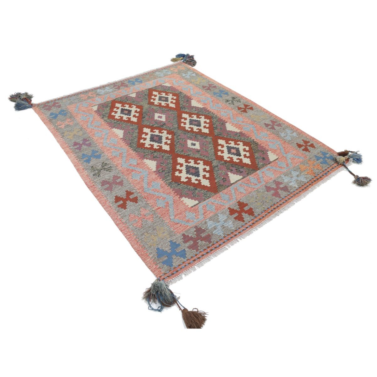 Kafkaas 5x6 Hand Woven Washable Wool Rug - Colorful