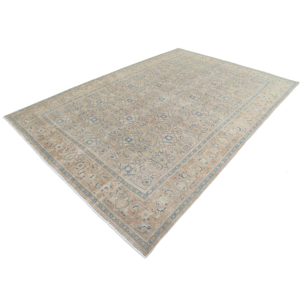 Vintage 7x11 Handmade Double Knotted Washable Wool Rug - Soft Hues