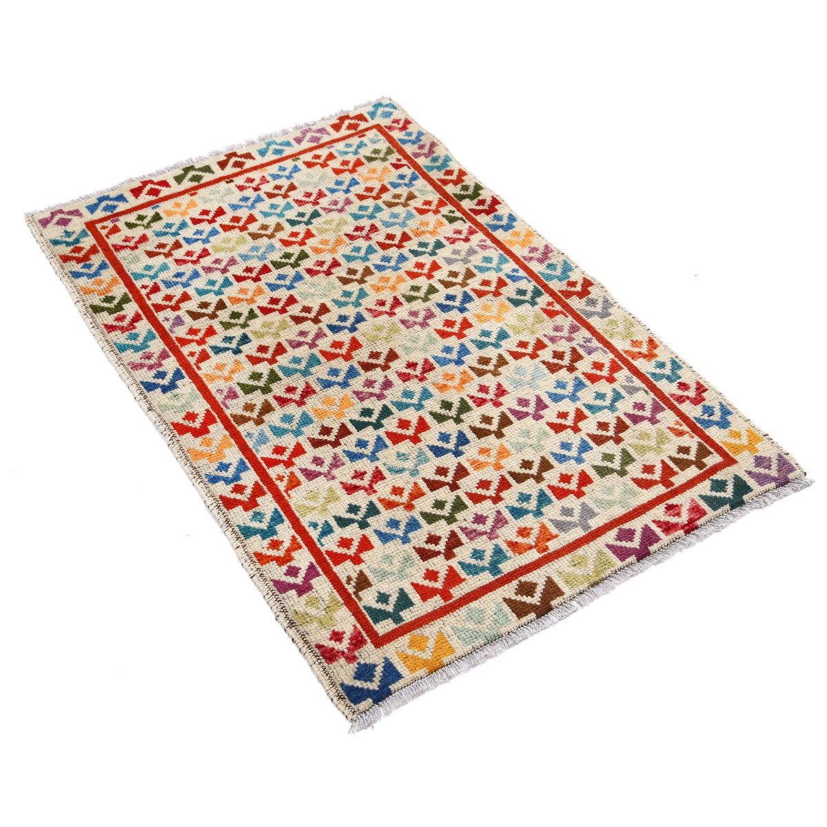 Revival 3x4 Handmade Double Knotted Washable Wool Rug - Colorful