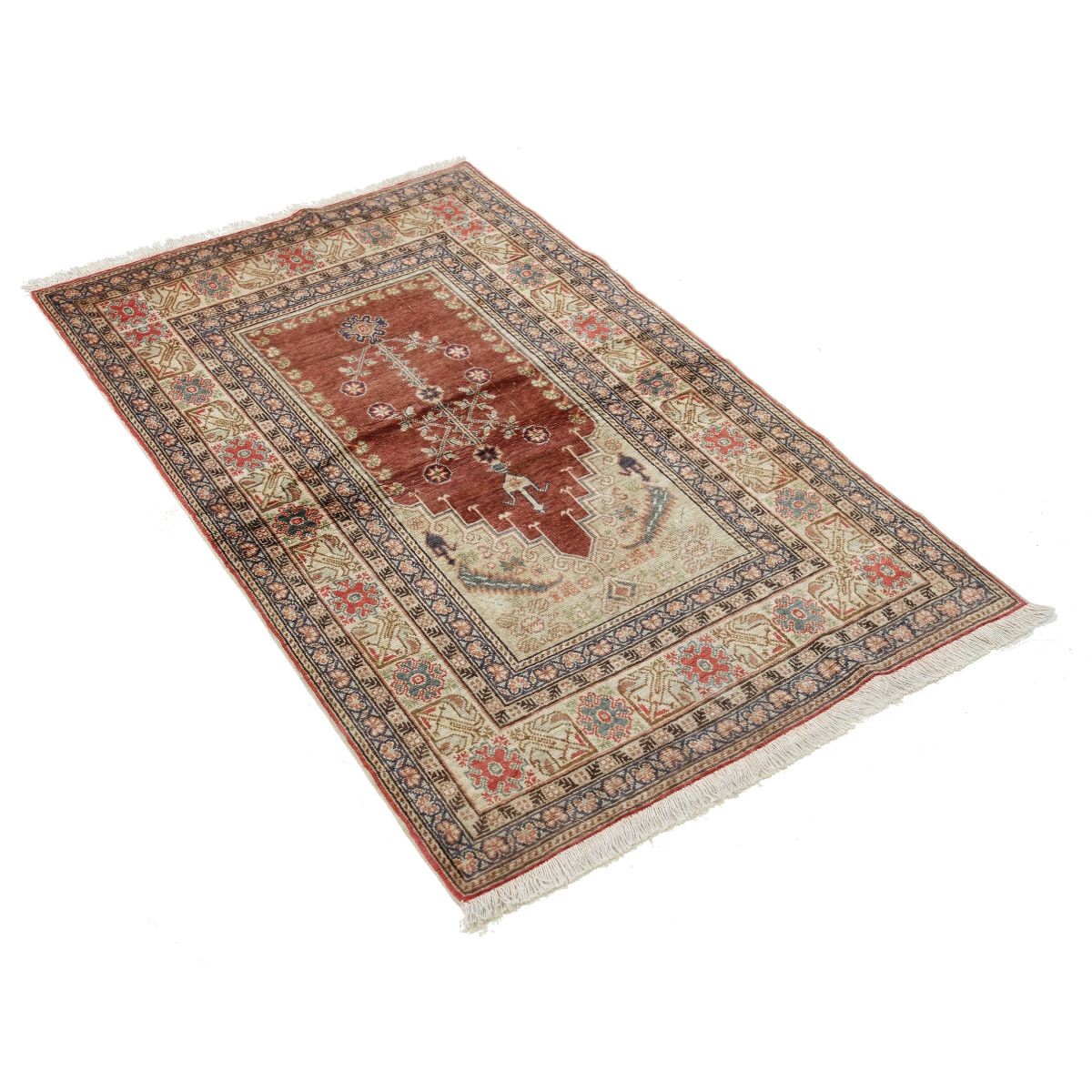 Kayseri 3x4 Handmade Double Knotted Washable Silk Rug - Colorful