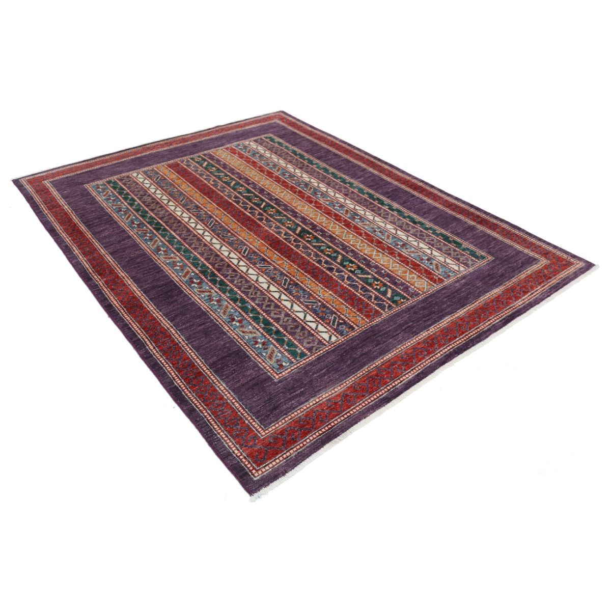 Shaal 6x8 Handmade Double Knotted Washable Wool Rug - Colorful