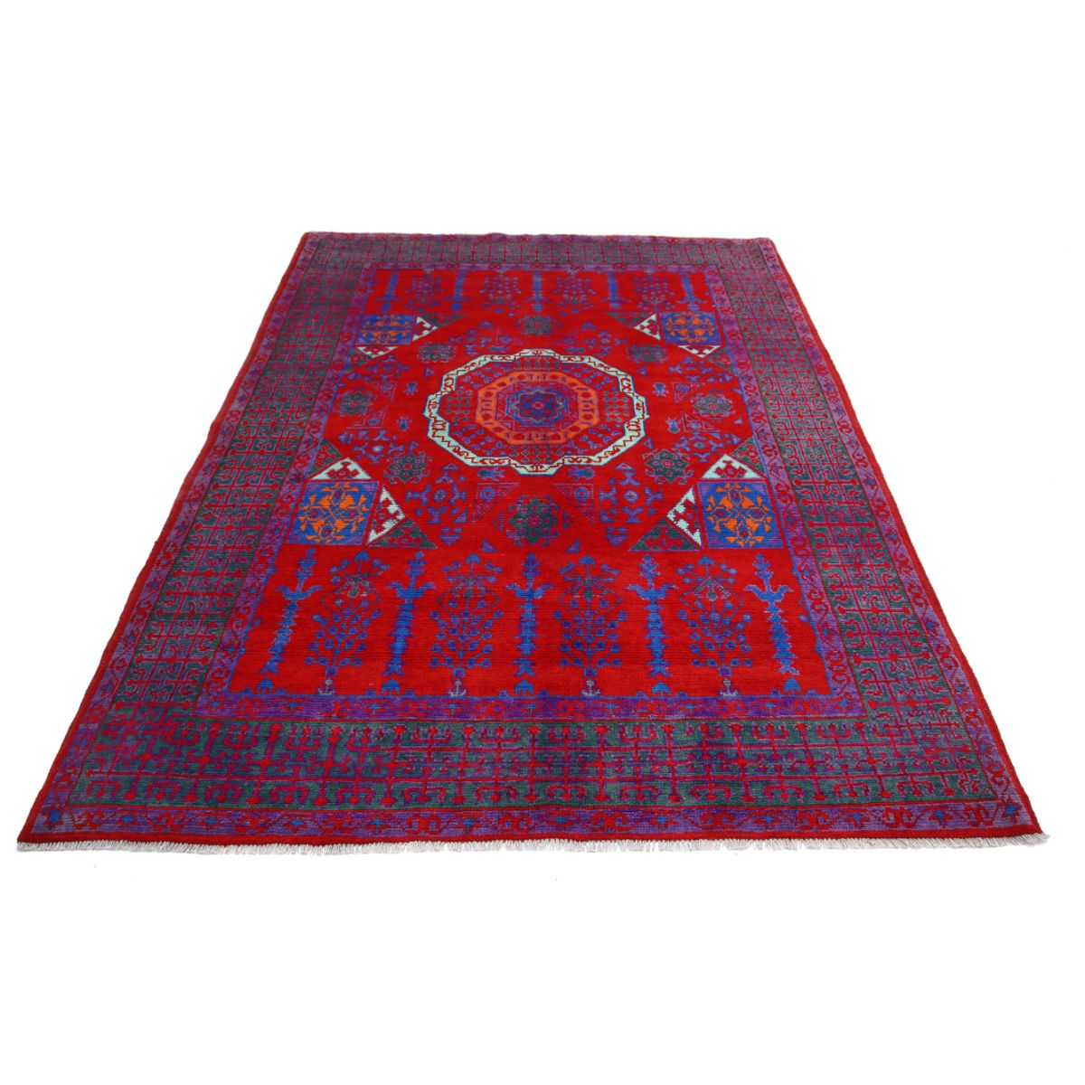 Revival 6x8 Handmade Double Knotted Washable Wool Rug - Colorful