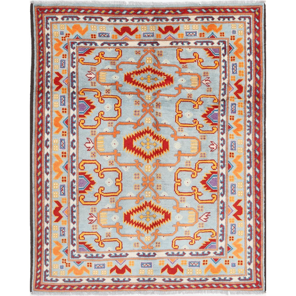Revival 5x6 Handmade Double Knotted Washable Wool Rug - Colorful
