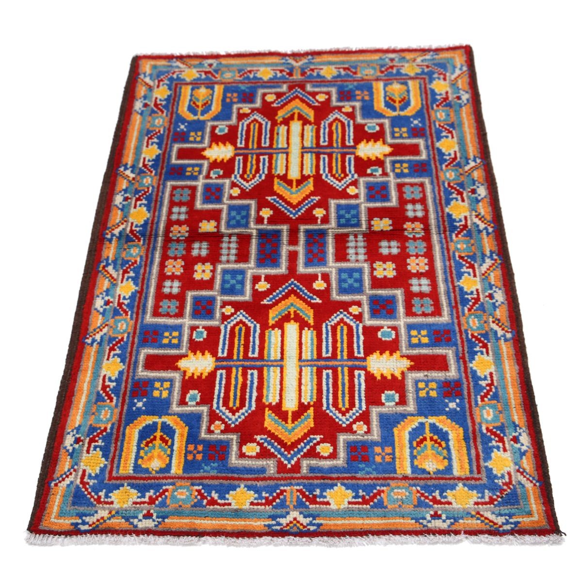 Revival 3x4 Handmade Double Knotted Washable Wool Rug - Colorful