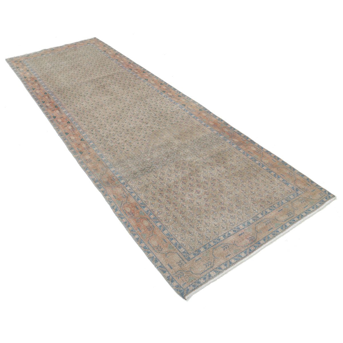 Vintage 3x10 Handmade Double Knotted Washable Wool Runner - Soft Hues