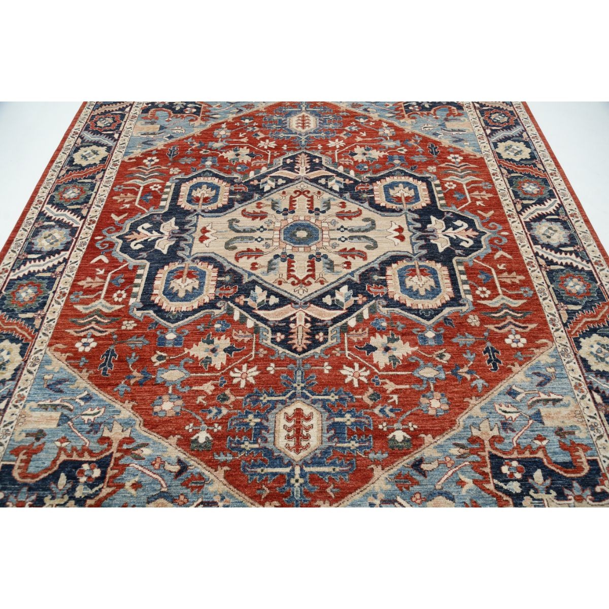 Heriz 8x10 Handmade Double Knotted Washable Wool Rug - Colorful