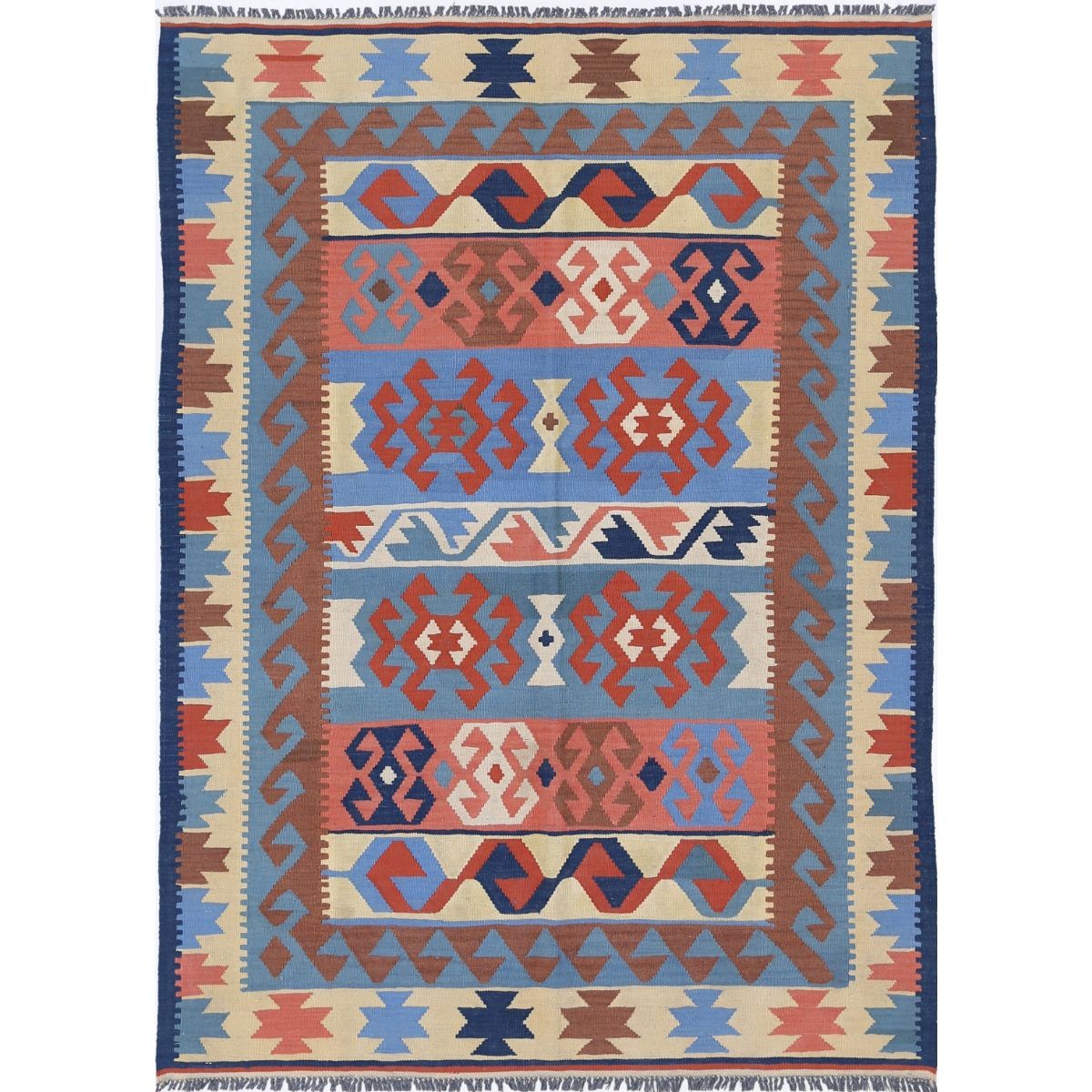 Kafkaas 5x7 Hand Woven Washable Wool Rug - Colorful