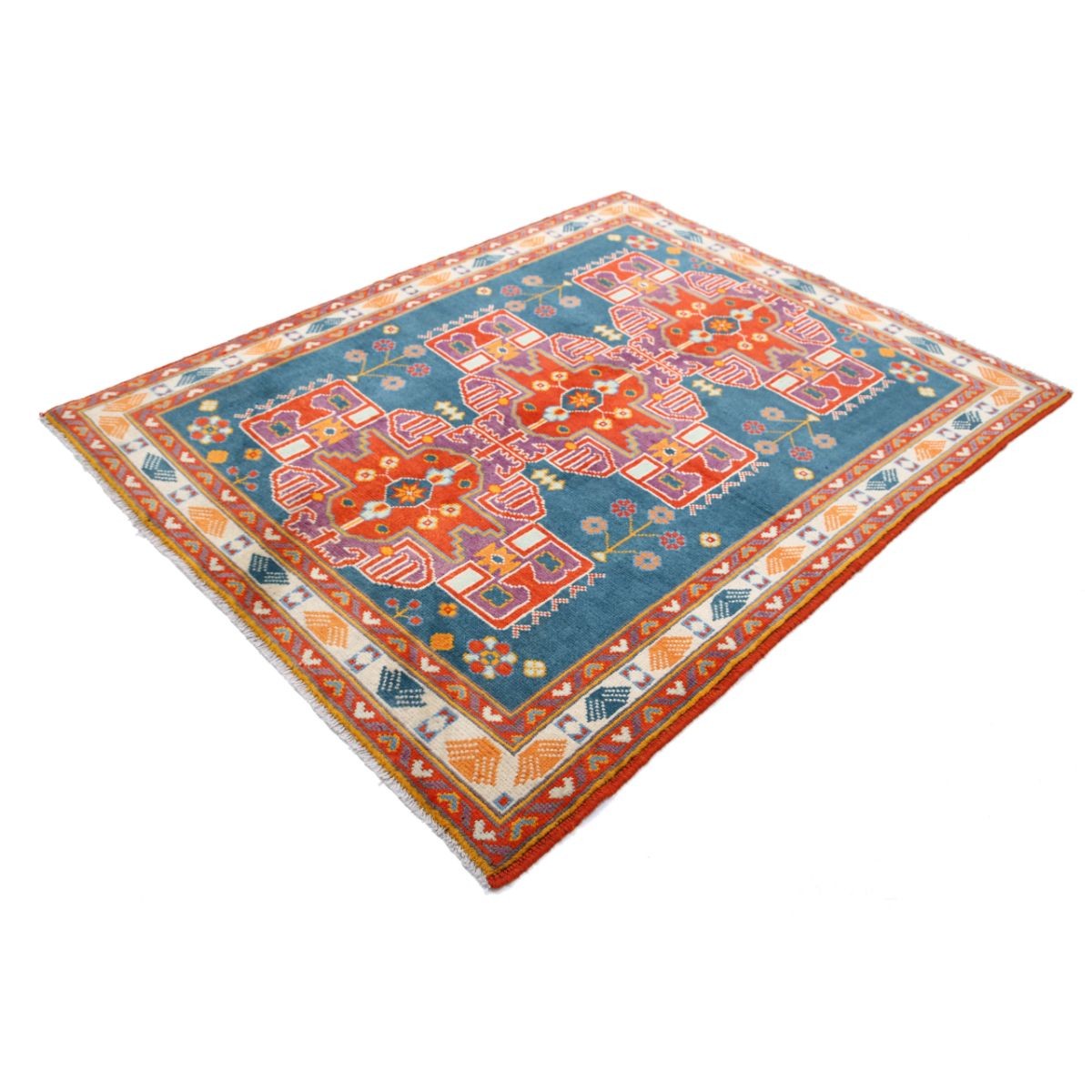 Revival 5x7 Handmade Double Knotted Washable Wool Rug - Colorful