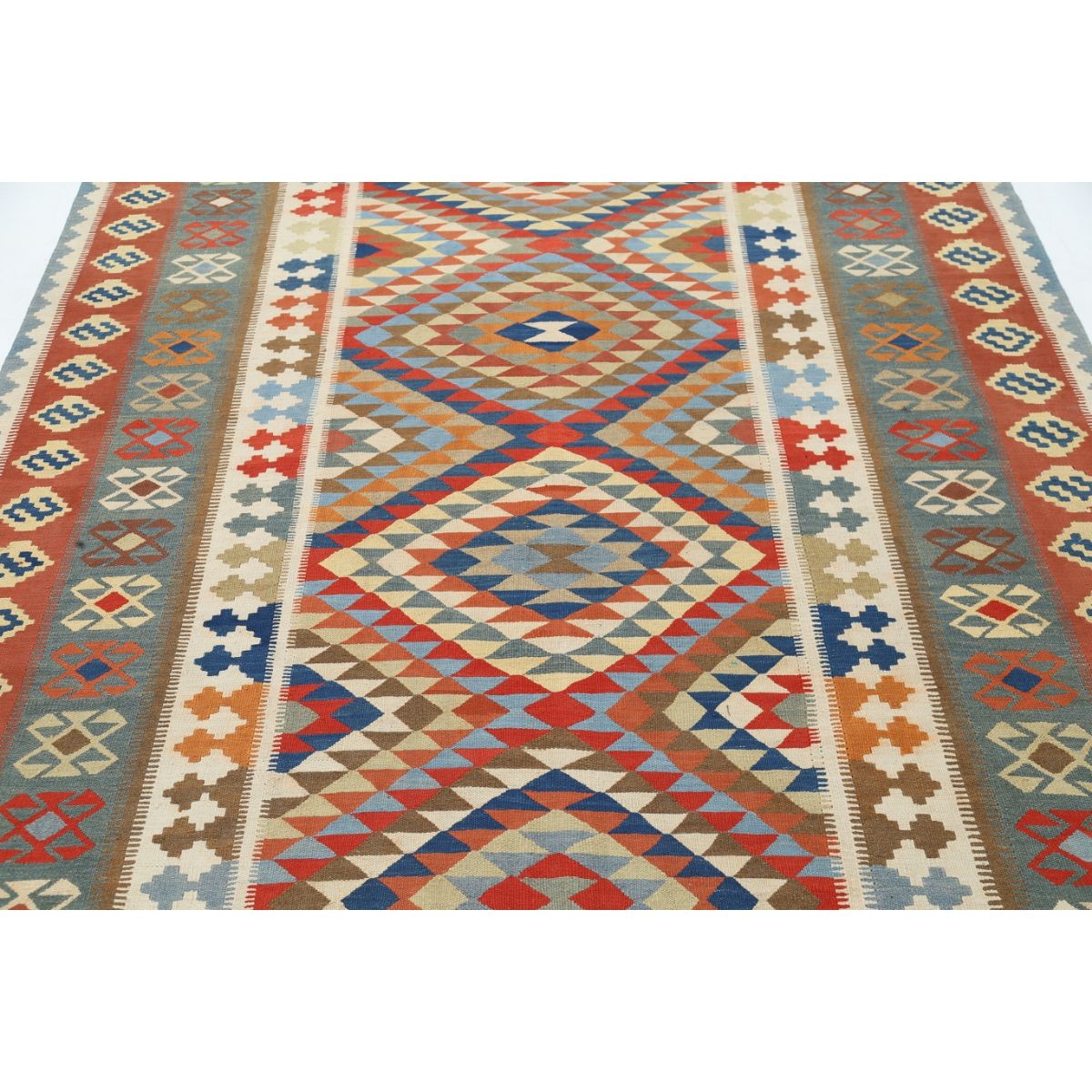 Kafkaas 7x10 Hand Woven Washable Wool Rug - Colorful