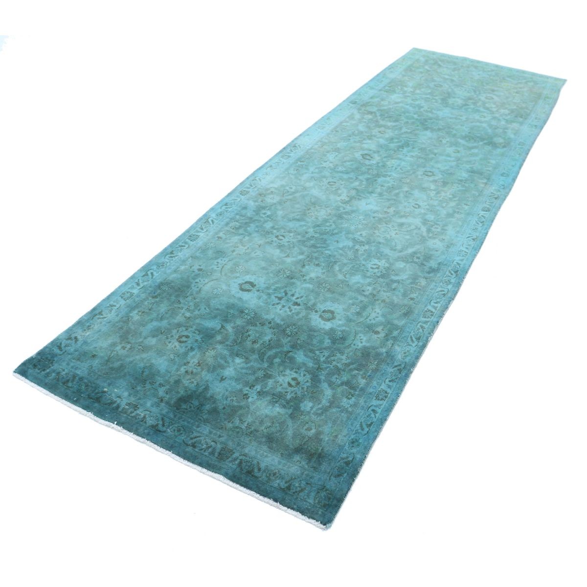 Overdye 4x11 Handmade Double Knotted Washable Wool Runner - Monochormatic