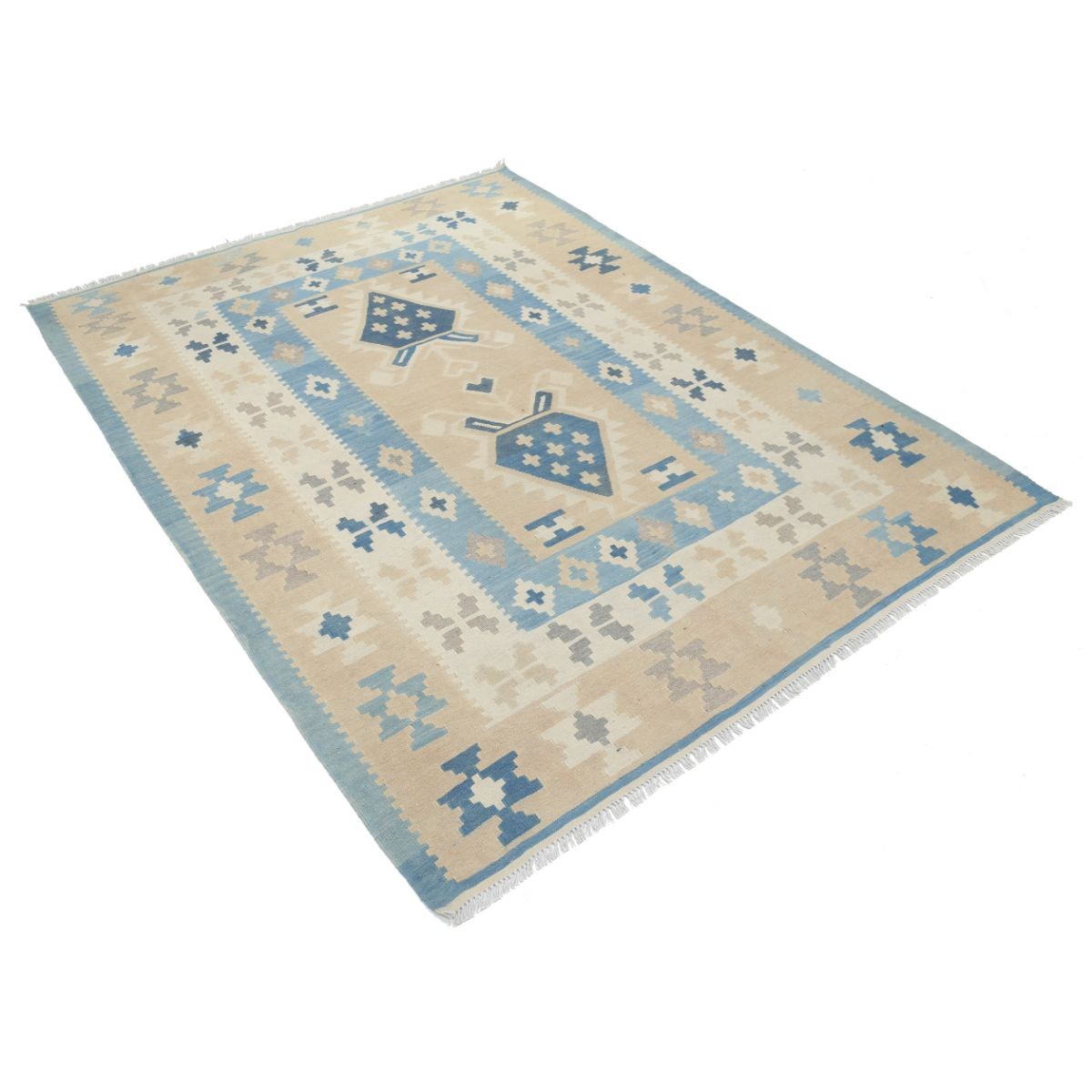 Kafkaas 5x7 Hand Woven Washable Wool Rug - Soft Hues