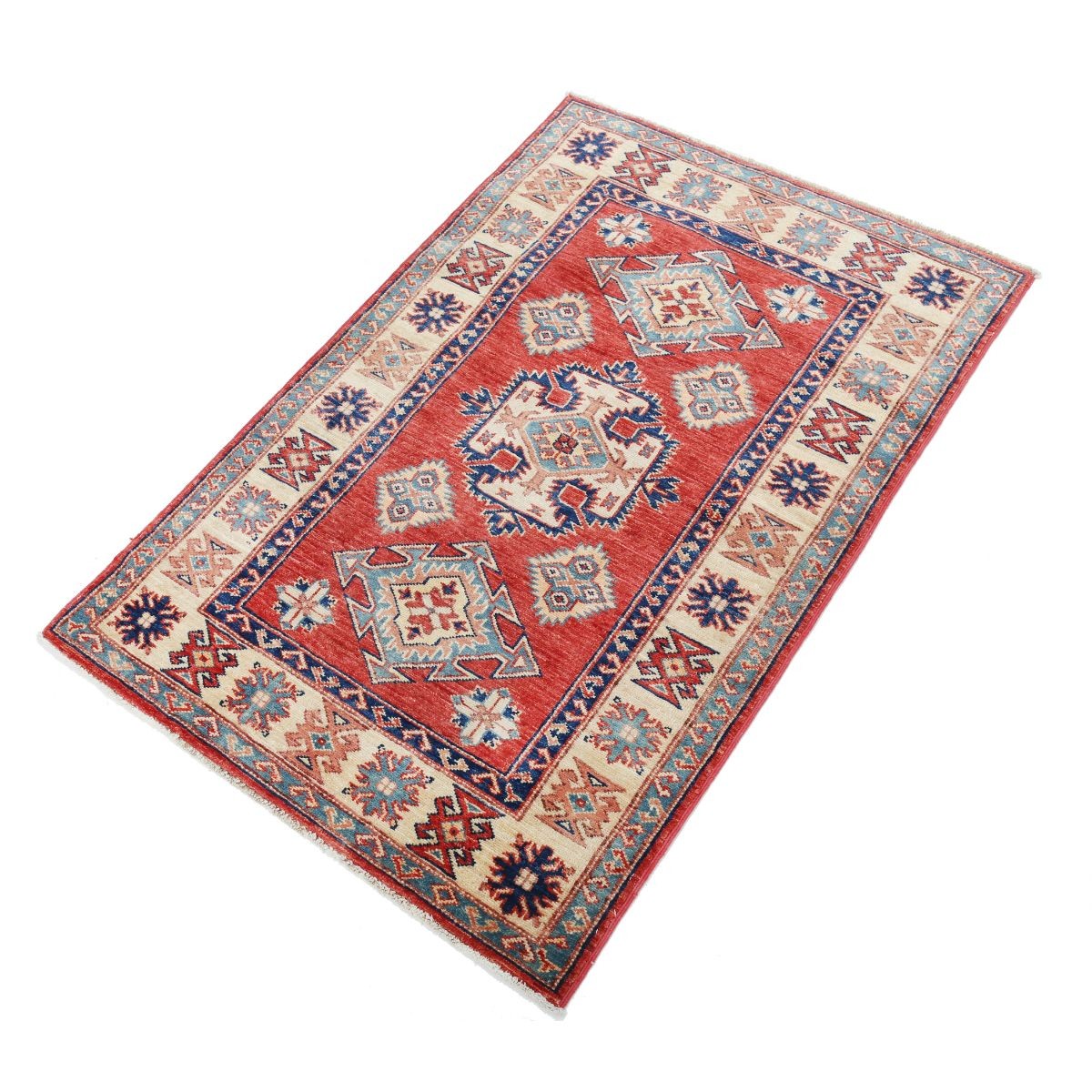 Kazak 3x4 Handmade Double Knotted Washable Wool Rug - Colorful
