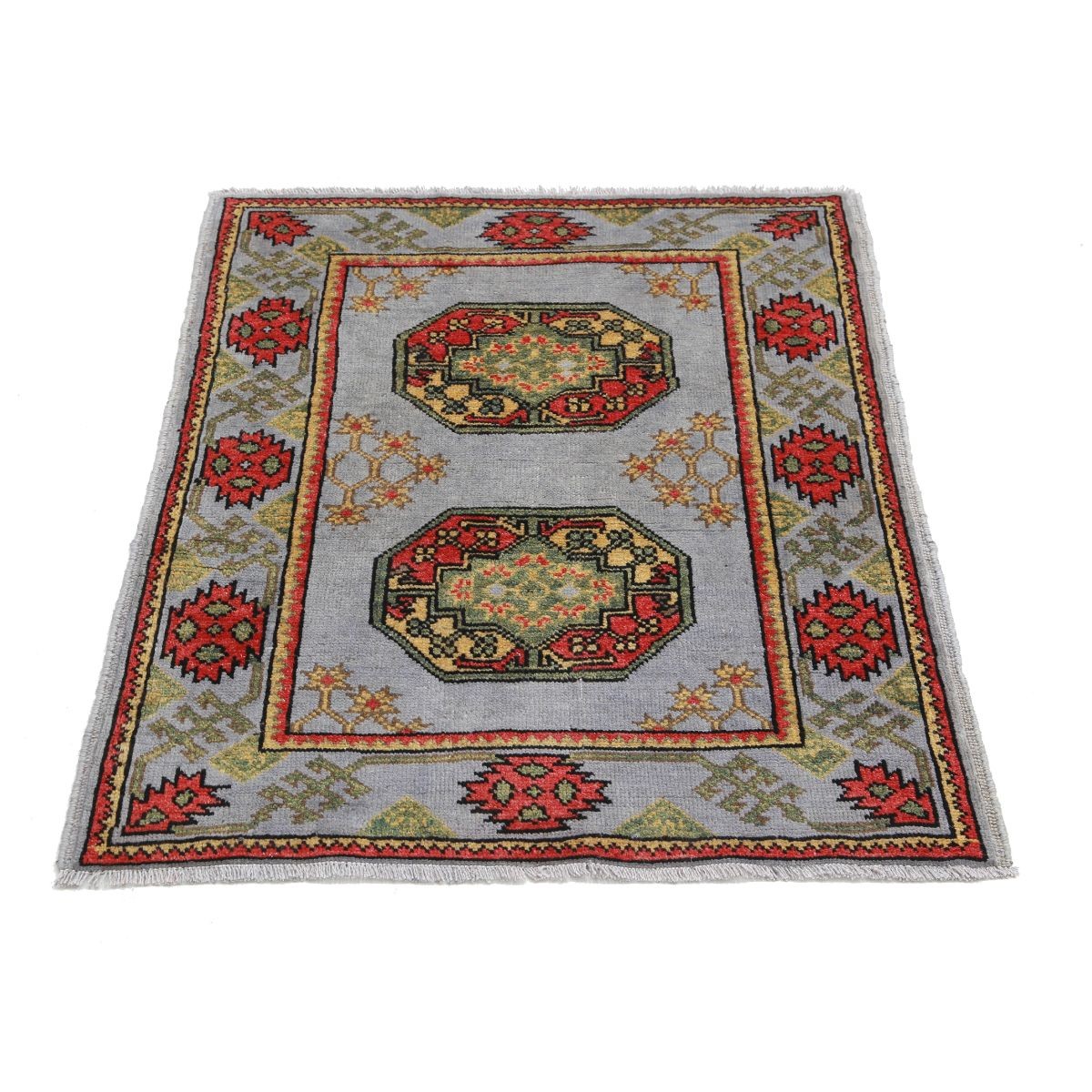 Revival 3x3 Handmade Double Knotted Washable Wool Rug - Colorful