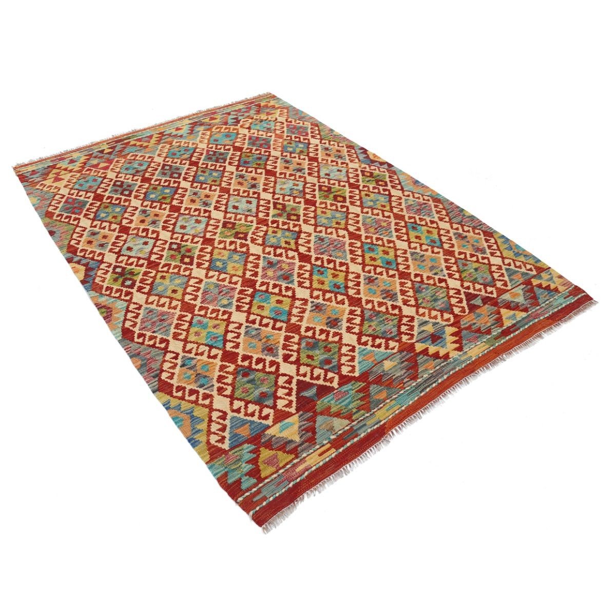 Maimana 5x7 Hand Woven Washable Wool Rug - Colorful