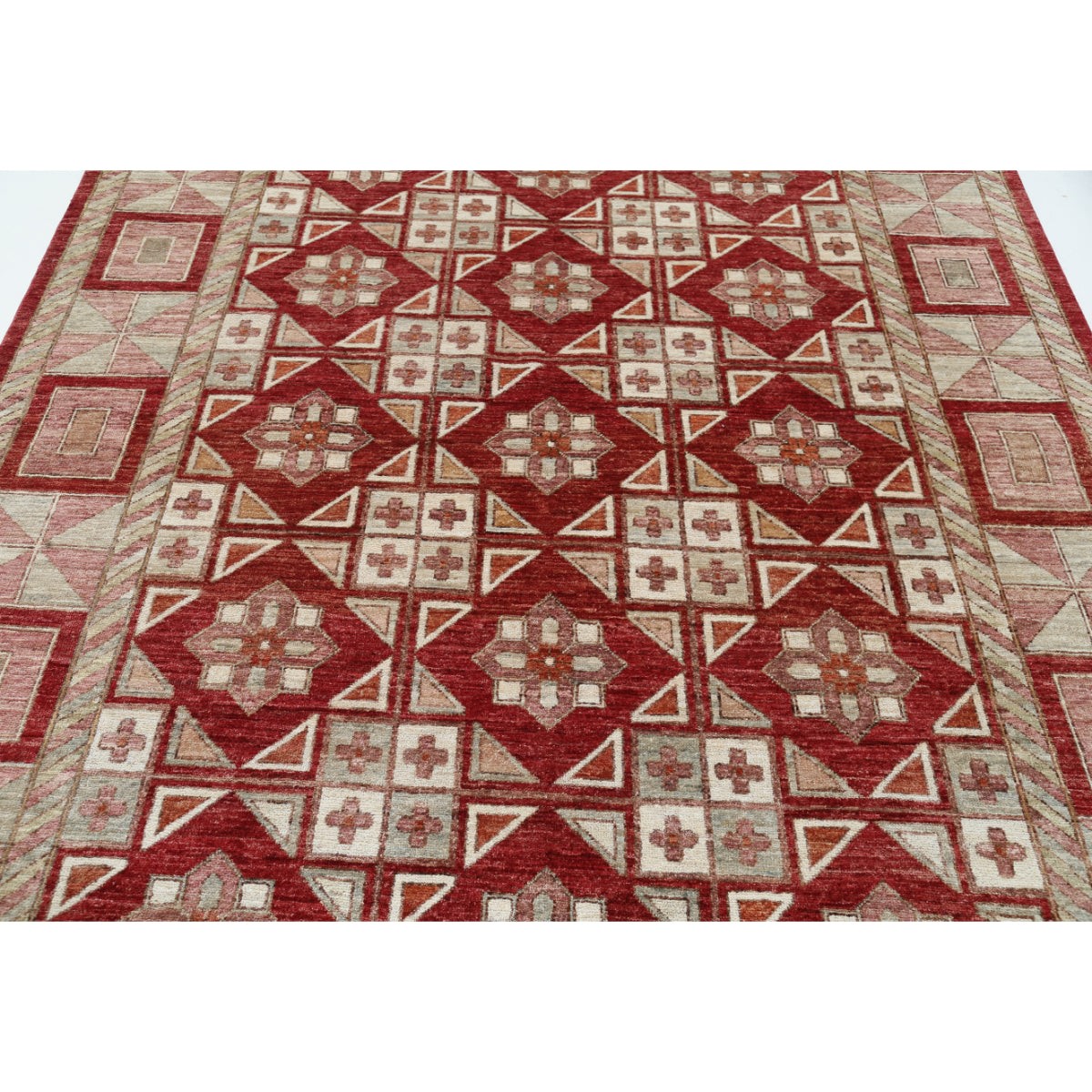 Modcar 7x9 Handmade Double Knotted Washable Wool Rug - Colorful