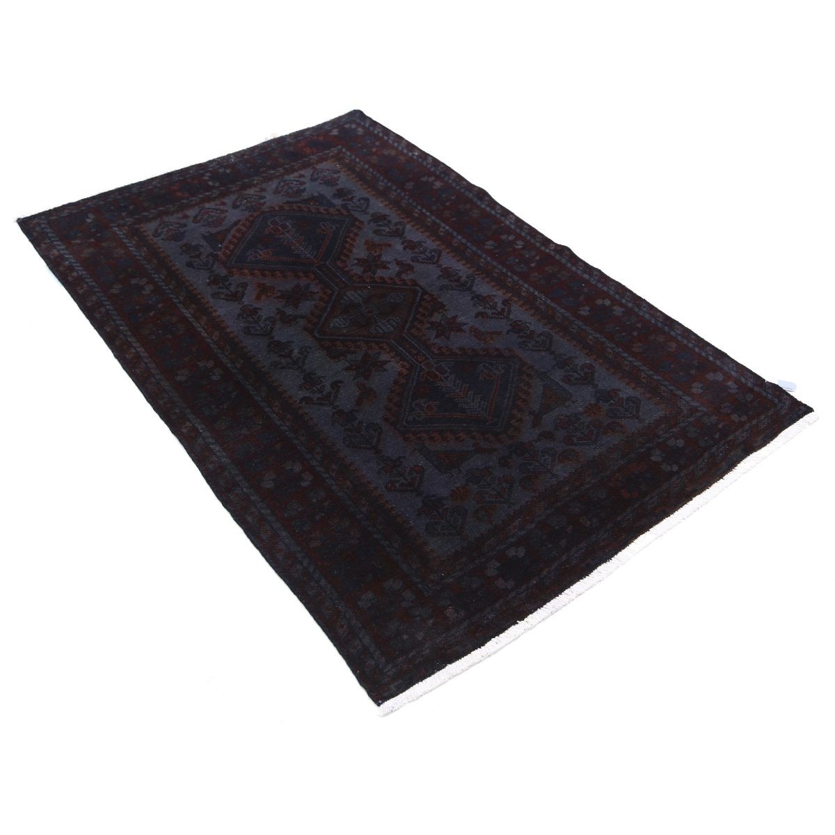 Overdye 4x5 Handmade Double Knotted Washable Wool Rug - Monochormatic