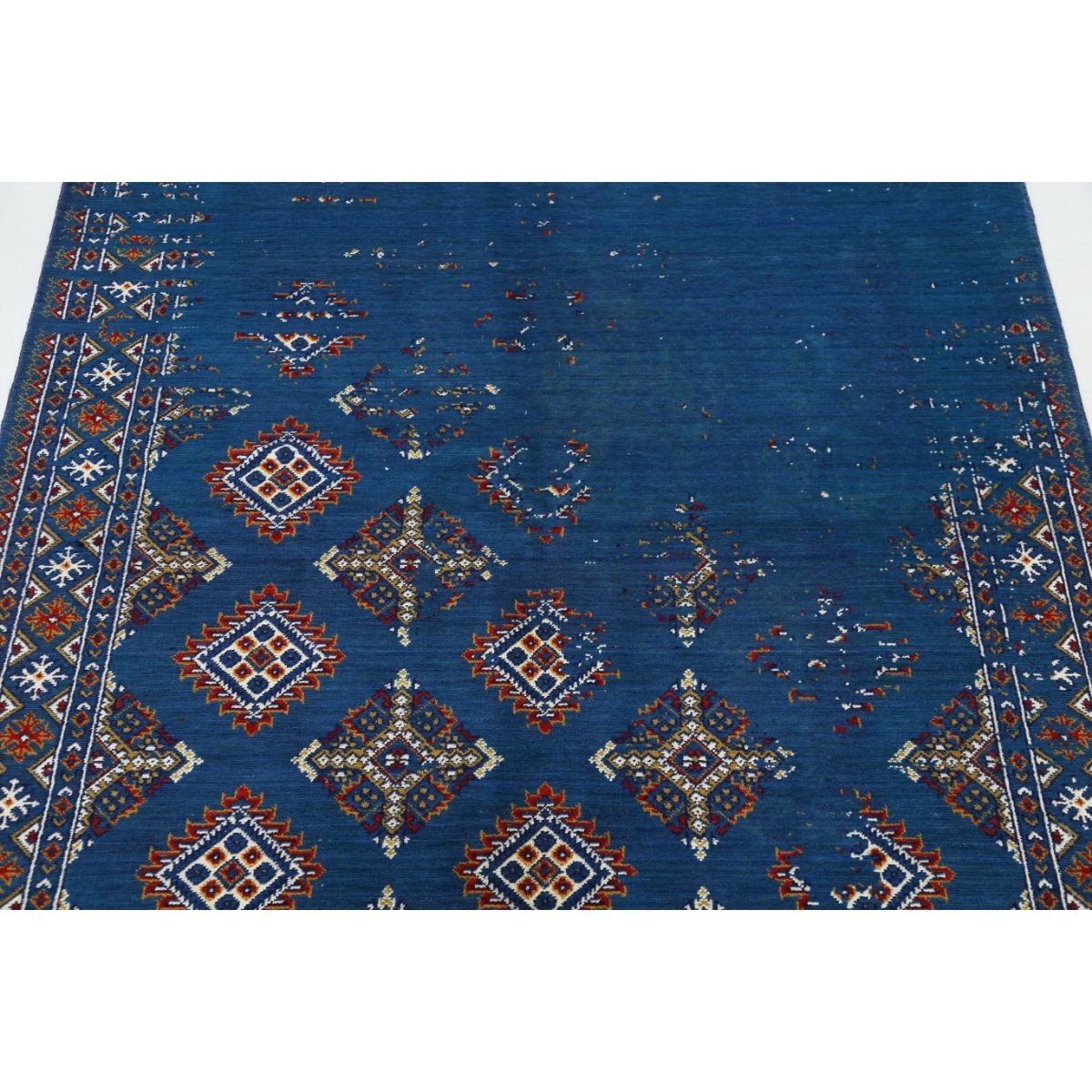 Ajrak 4x6 Machine-Made Washable Wool Rug - Colorful
