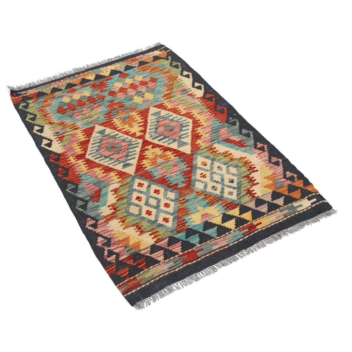 Maimana 3x4 Hand Woven Washable Wool Rug - Colorful