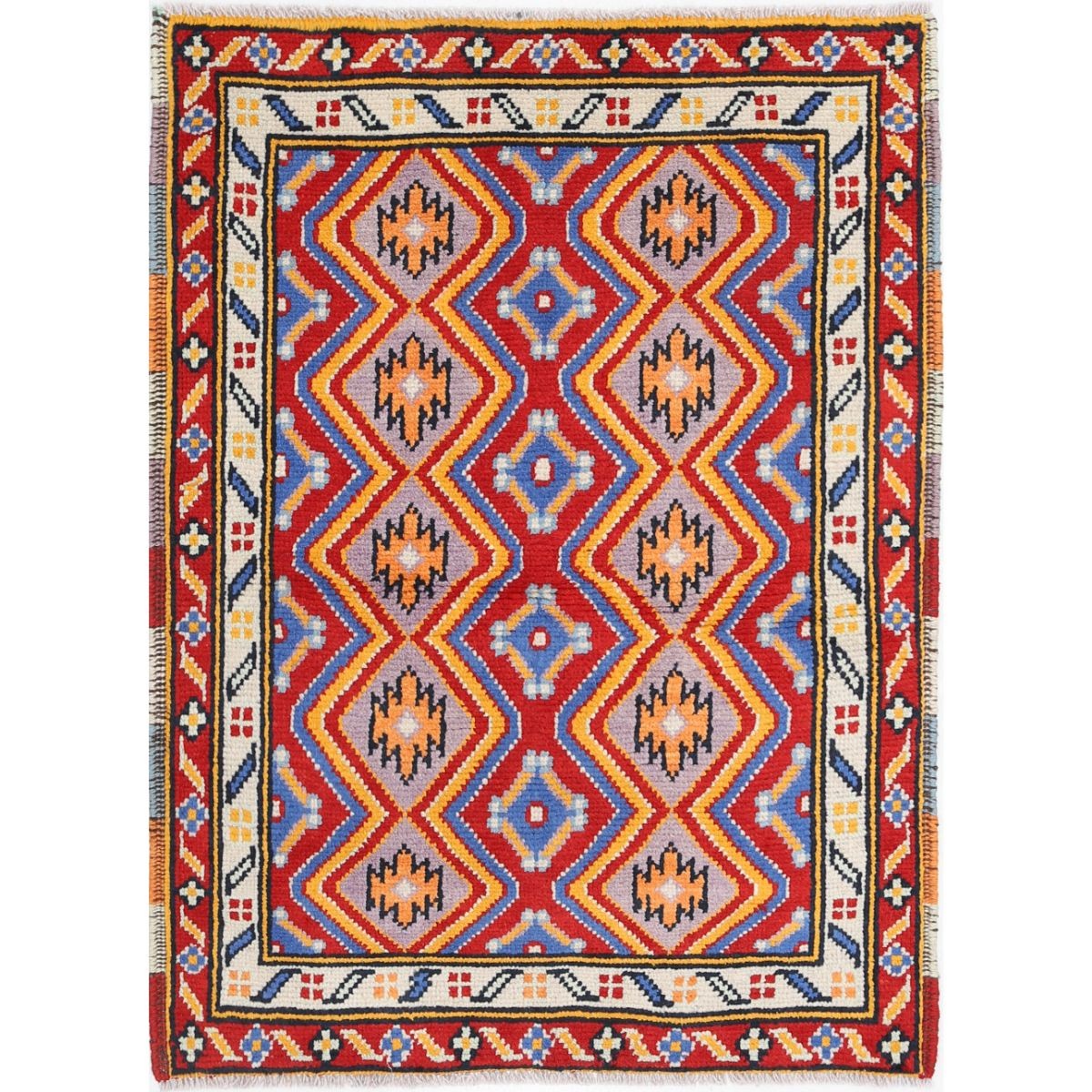 Revival 3x4 Handmade Double Knotted Washable Wool Rug - Colorful