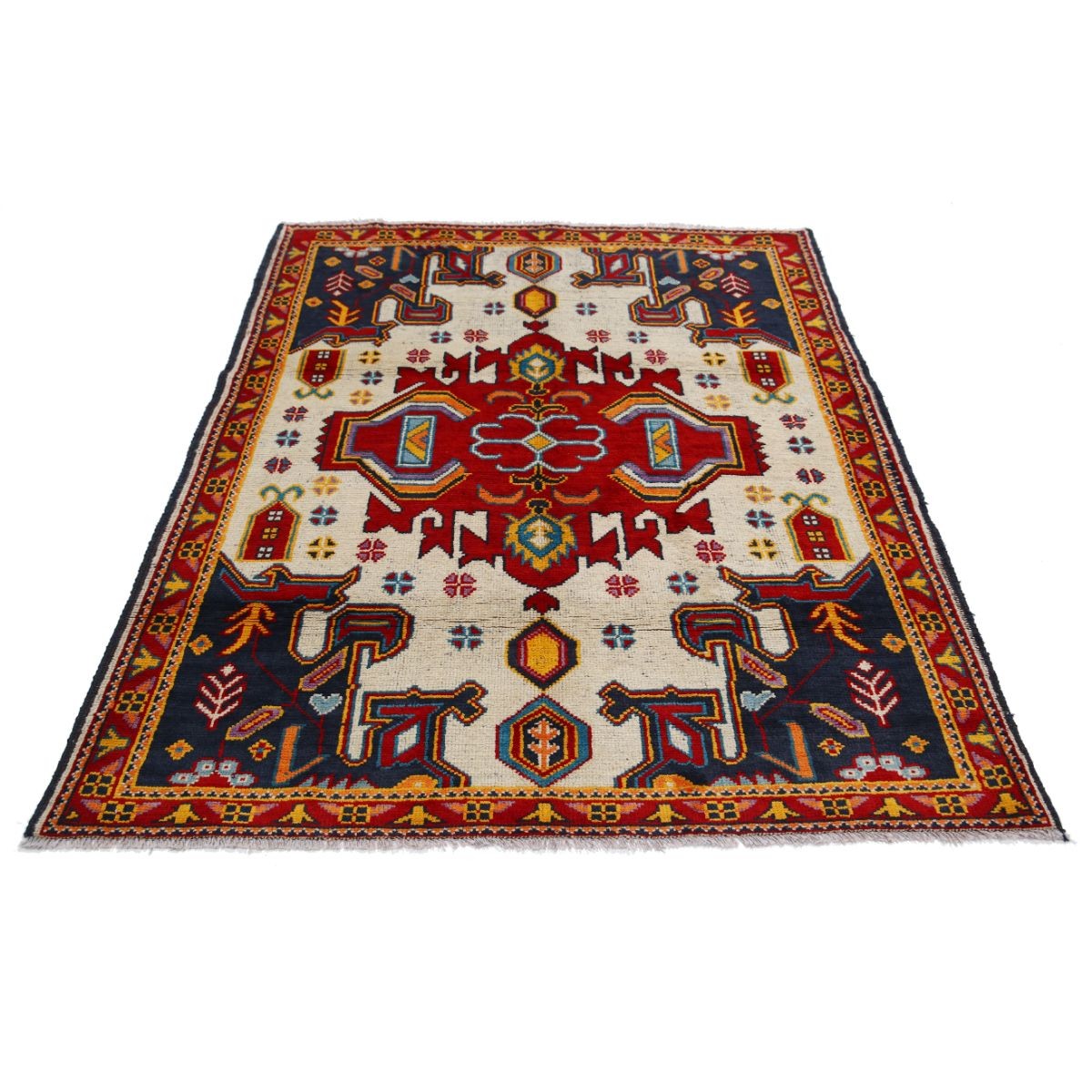 Revival 5x6 Handmade Double Knotted Washable Wool Rug - Colorful