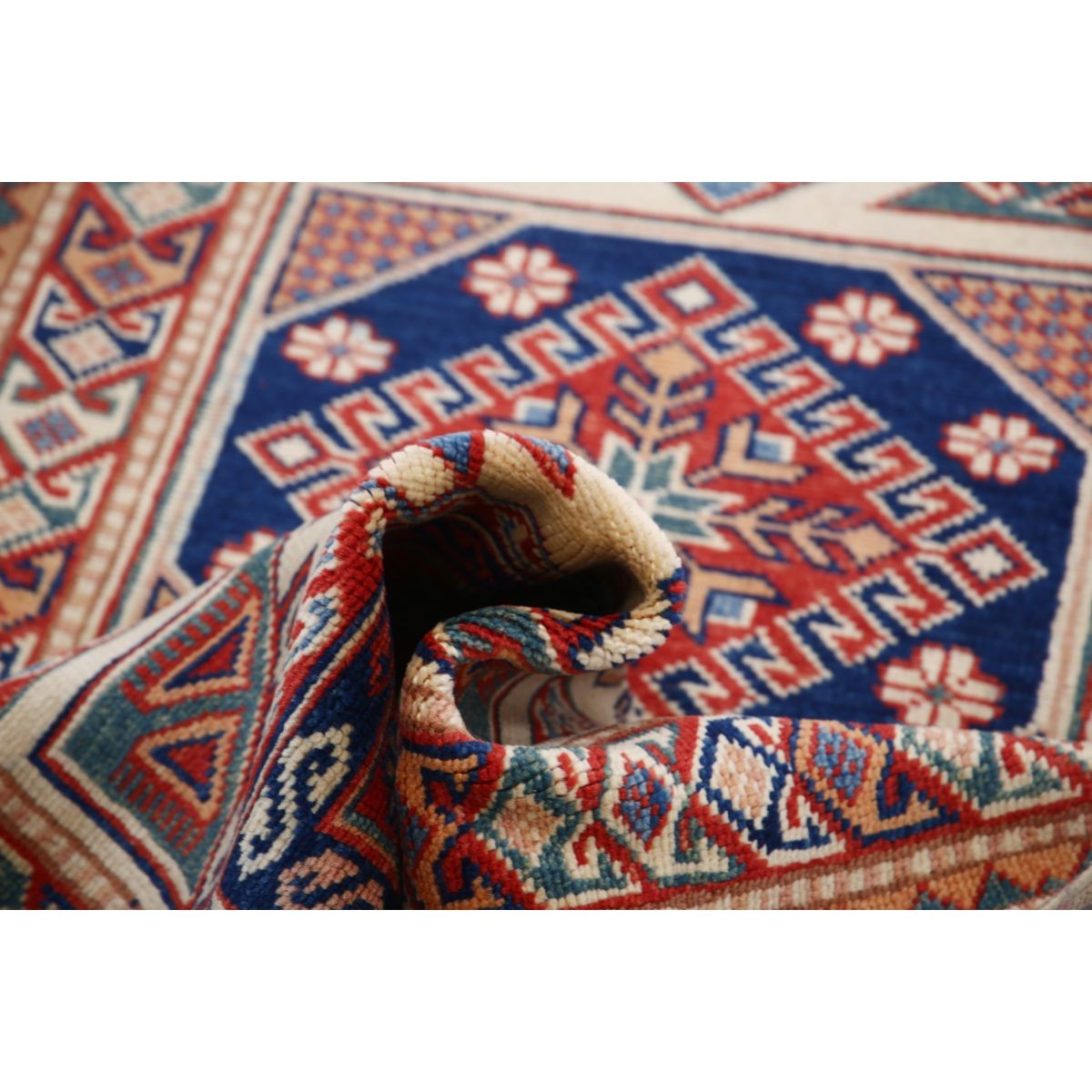 Kazak 3x14 Handmade Double Knotted Washable Wool Runner - Colorful