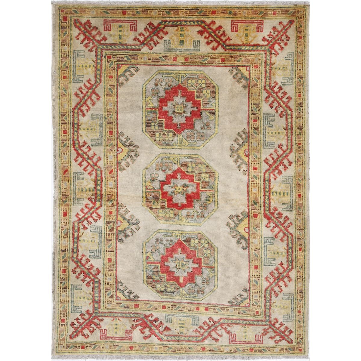 Revival 4x5 Handmade Double Knotted Washable Wool Rug - Colorful